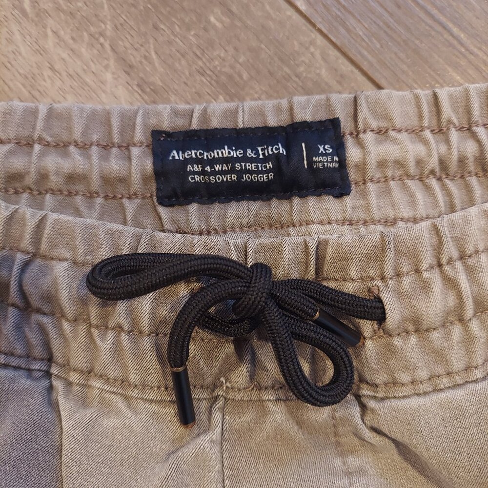 Abercrombie & Fitch Crossover Jogger Pants XS Tan Beige 4-Way Stretch Drawstring - Picture 5 of 11